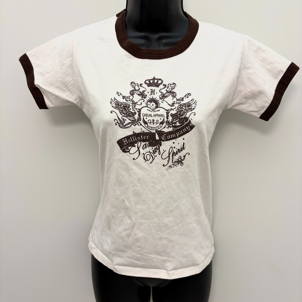y2k VTG preppy Hollister Ringer T-Shirt San Diego Spirit Graphic Small